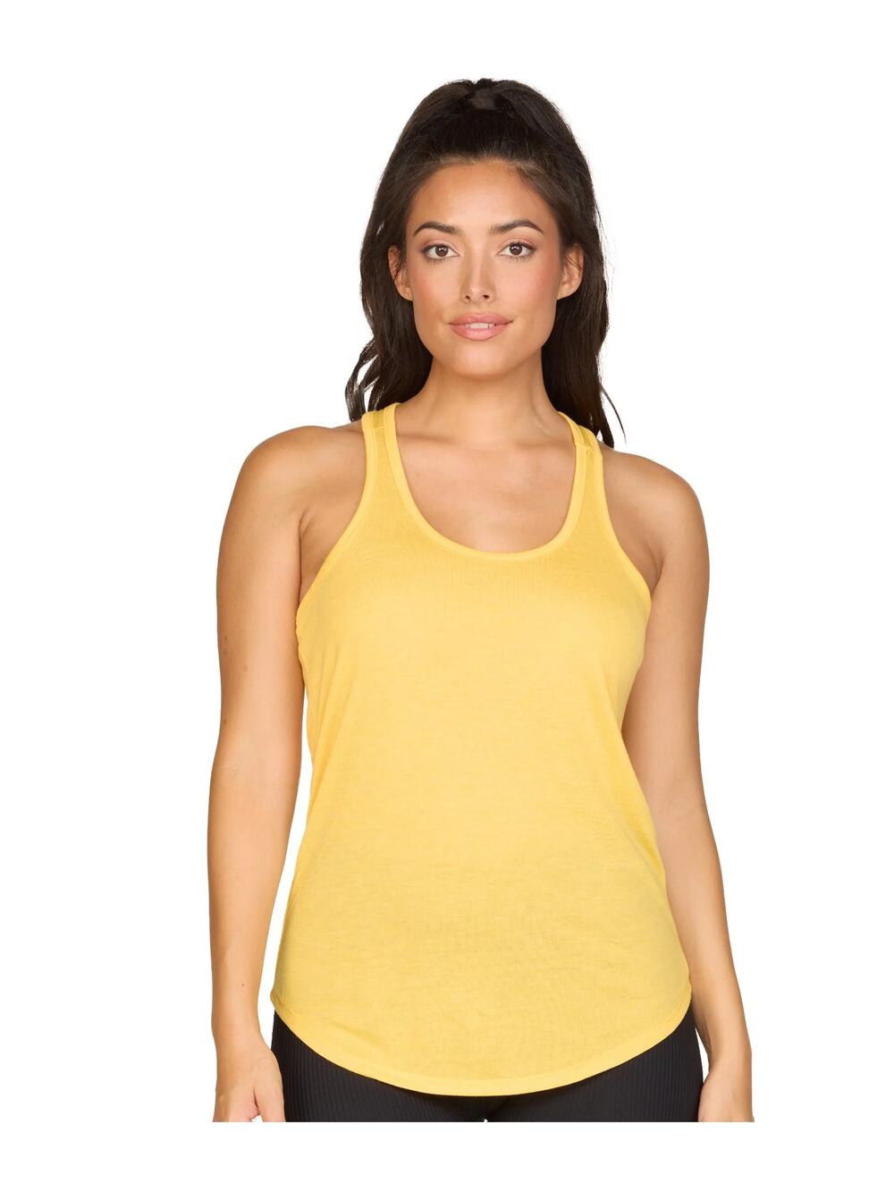 ADAY Racerback Tank Top Women's Small Mustard Yellow Performance